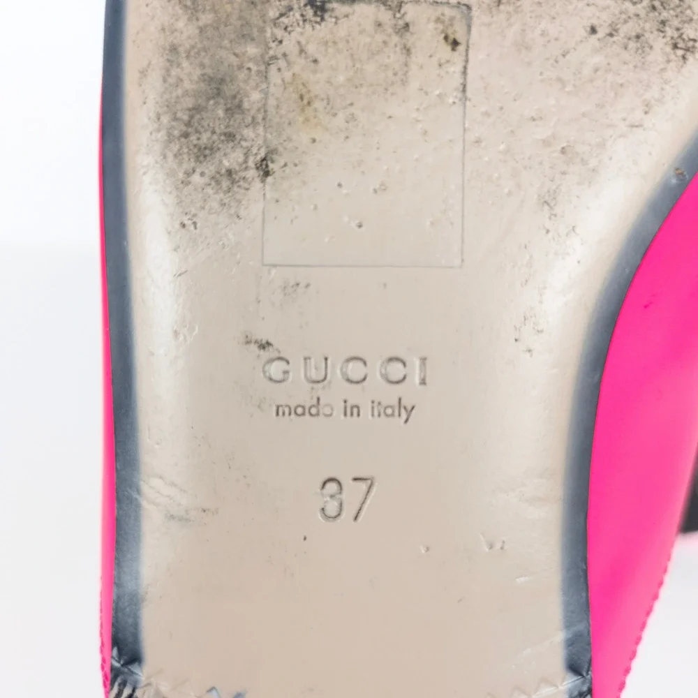 GUCCI Neon Pink Princetown Leather Slipper Mule Flat Horsebit Women's EU 37 - Picture 9 of 11